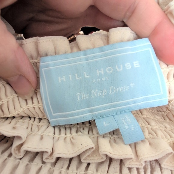 Hill House Home Nap Dress Smocked Maxi Dress Beige L Pockets Minimalist Neutral - Picture 10 of 11